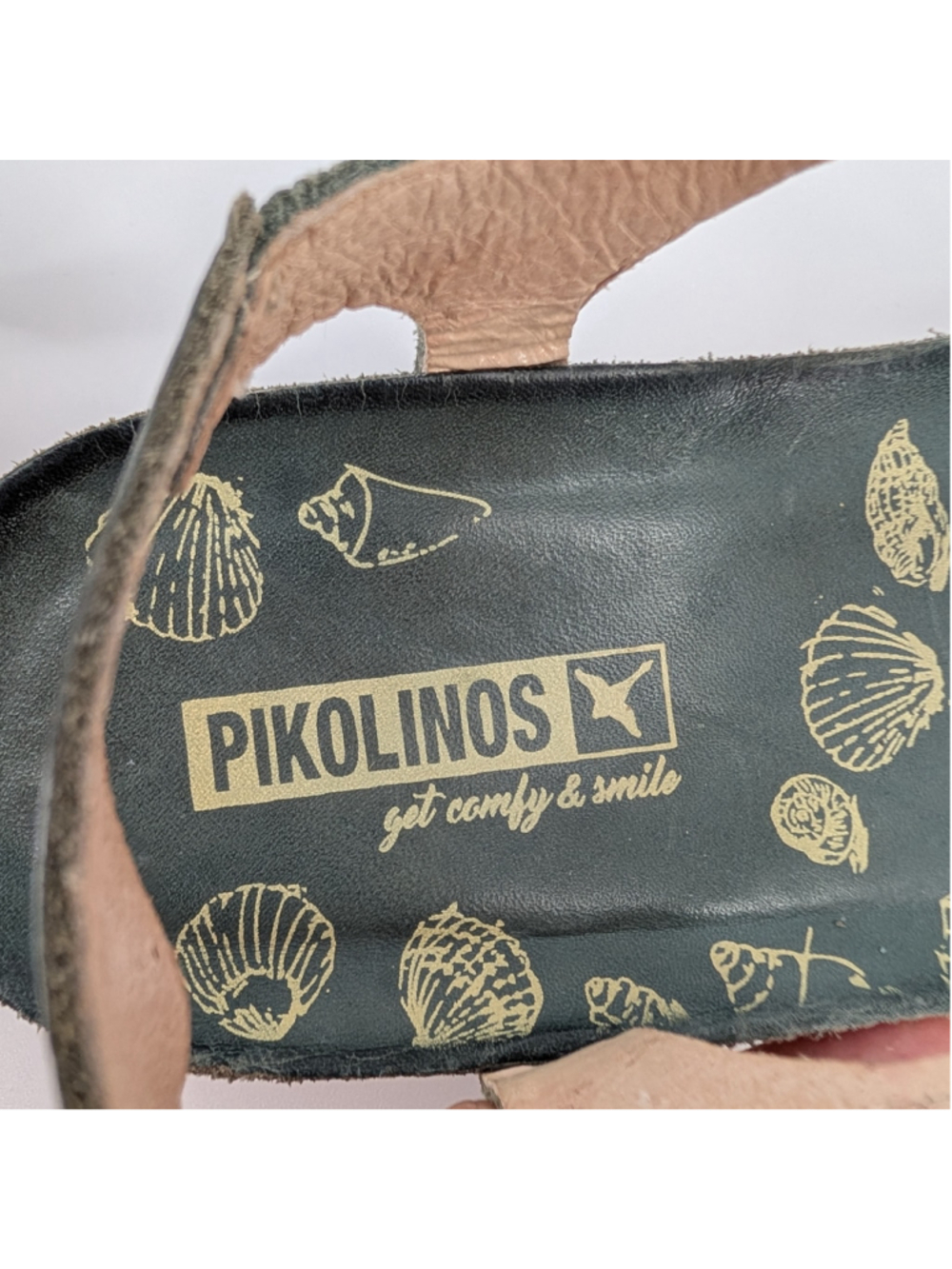 Pikolinos Leather T Strap Wedge Sandals 7.5 Multicolor Green Boho Spain - Picture 8 of 12